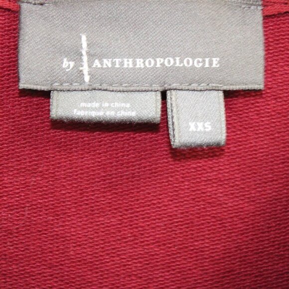 By Anthropologie Ruffled Puff-Sleeve Blouse Burgundy XXS - Picture 2 of 3